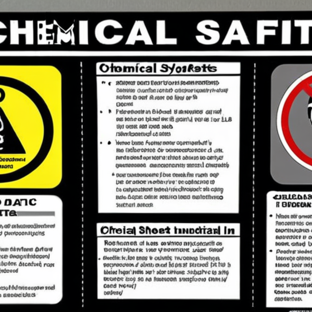 **Chemical Safety Basics**: "An educational poster illustrating the key concepts of chemical safety, including MSDS (Material Safety Data Sheets) and hazard symbols. Include visuals of safety gear and an infographic summarizing the importance of understanding chemical safety in a lab environment."